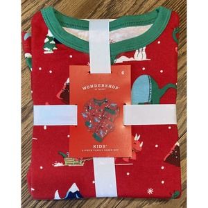 Wondershop Kids Dinosaur 2-Piece Christmas Sleep Pajama Set Size 6